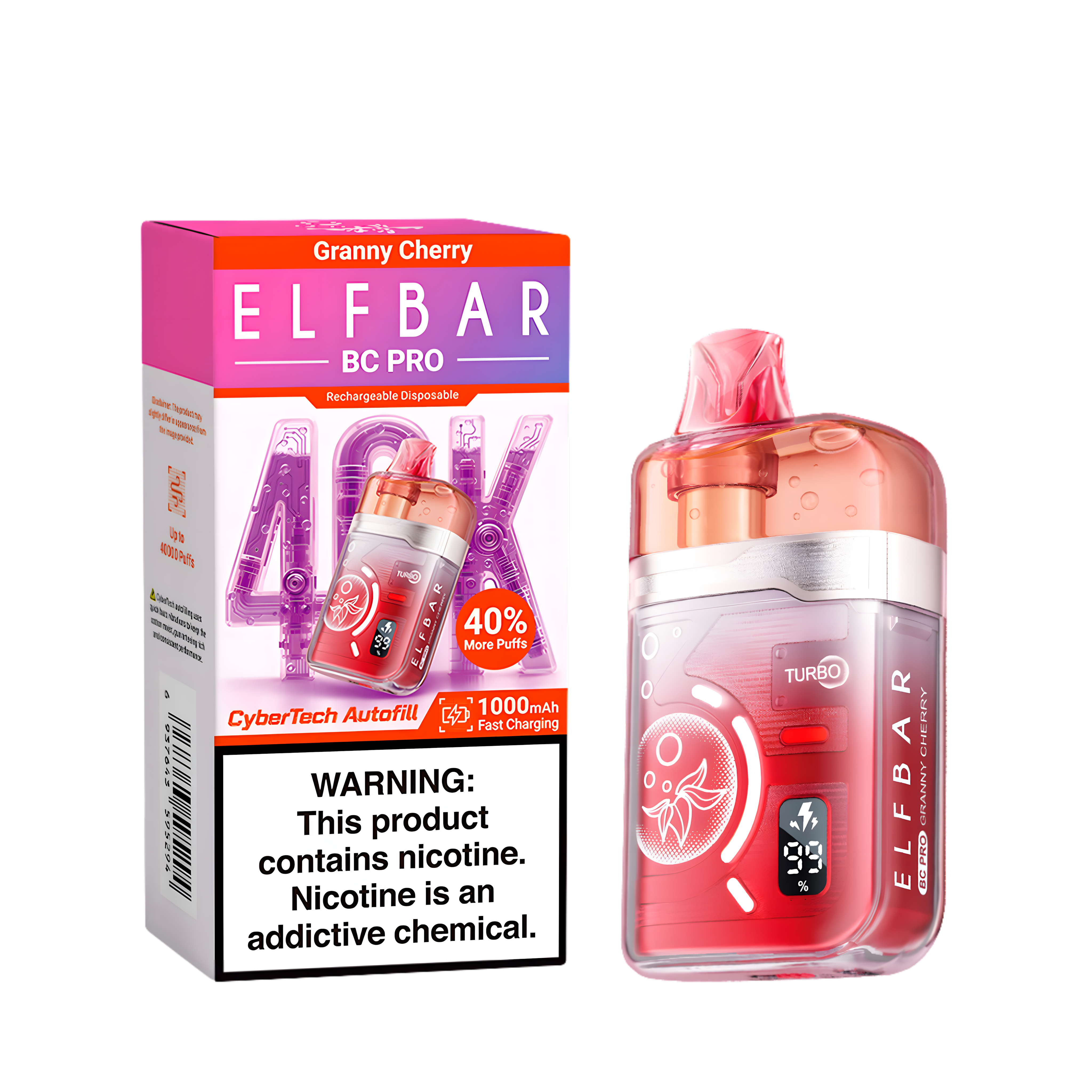 ELF BAR BC40000 PRO GRANNY CHERRY 5% RECHARGEABLE