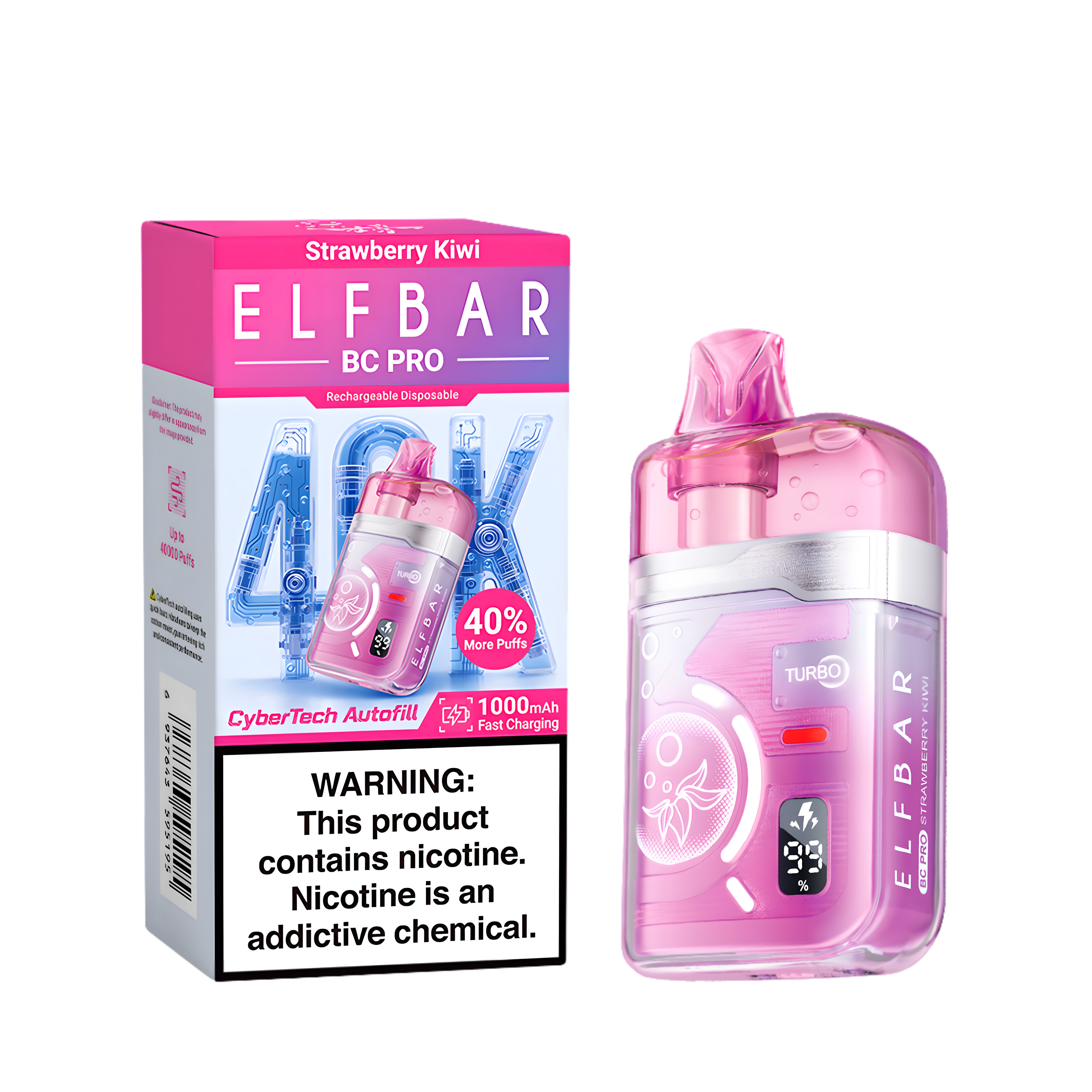 ELF BAR BC40000 PRO STRAWBERRY KIWI 5% RECHARGEABLE
