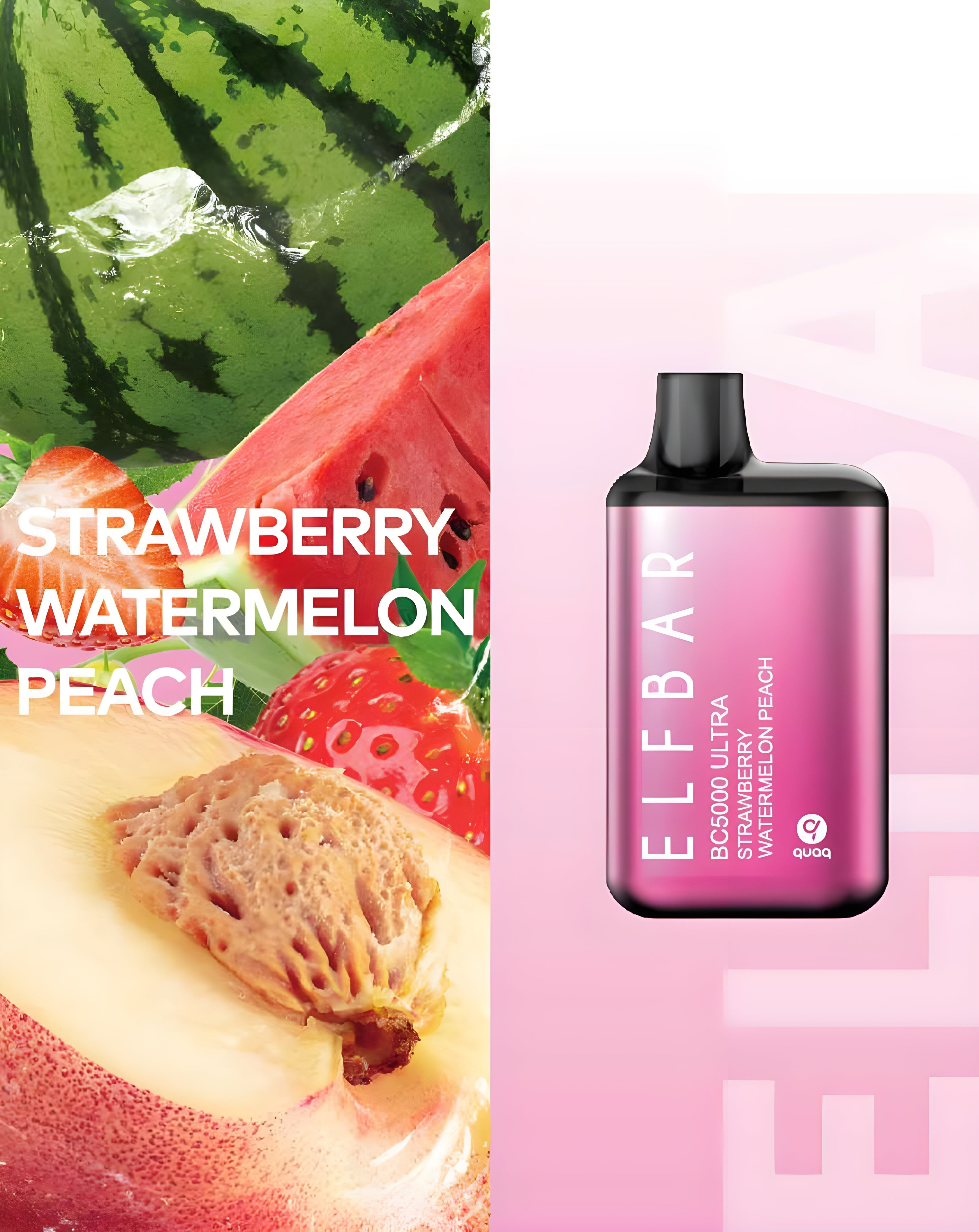 ELF BAR BC5000 ULTRA STRAWBERRY WATERMELON PEACH 5% RECHARGEABLE