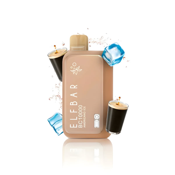 Americano Ice Elfbar BC10000, black coffee vape pairing, iced Americano and vape - ELF BAR BC10000 AMERICANO ICE 5% RECHARGEABLE