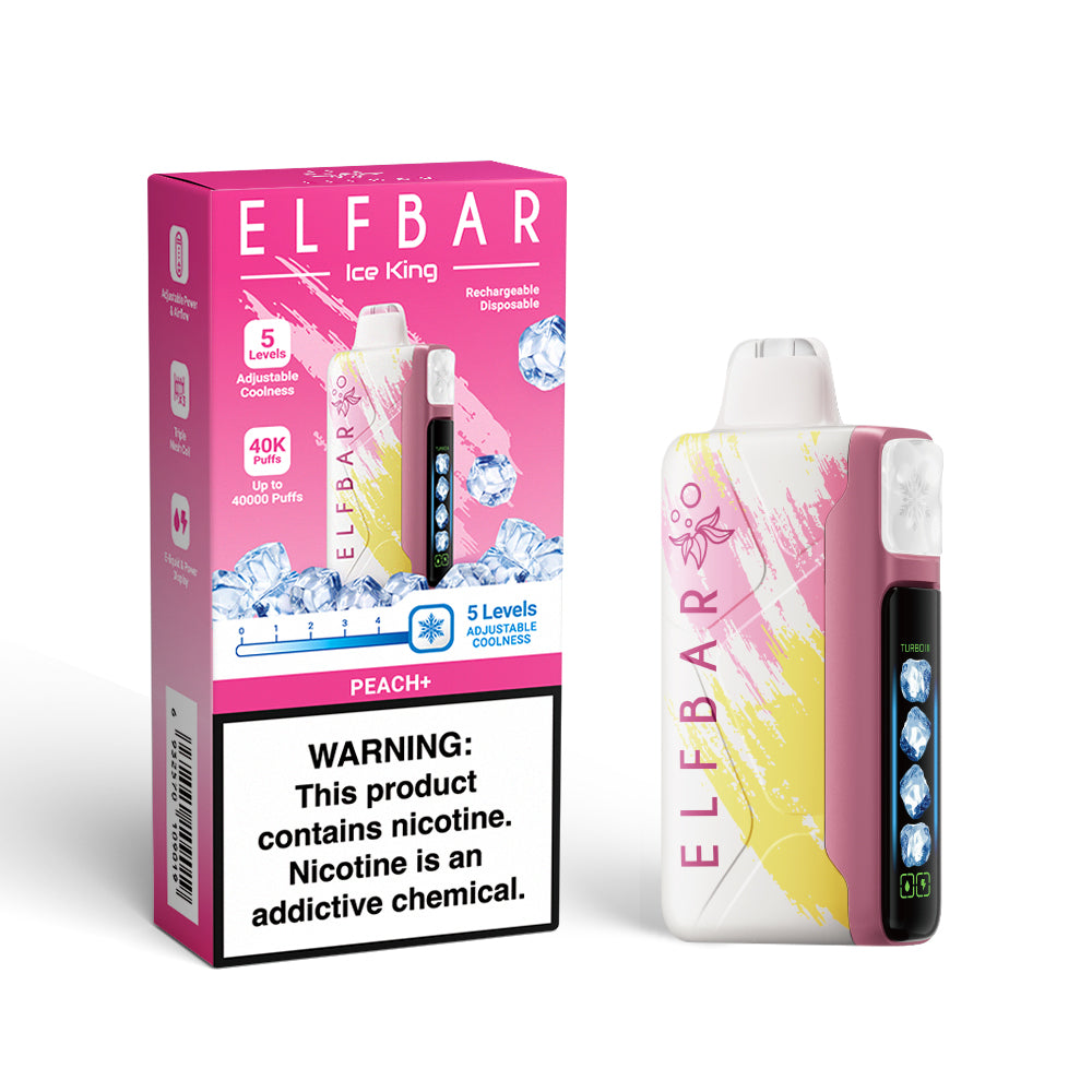 ELF BAR ICE KING 40000 PEACH + 5% RECHARGEABLE