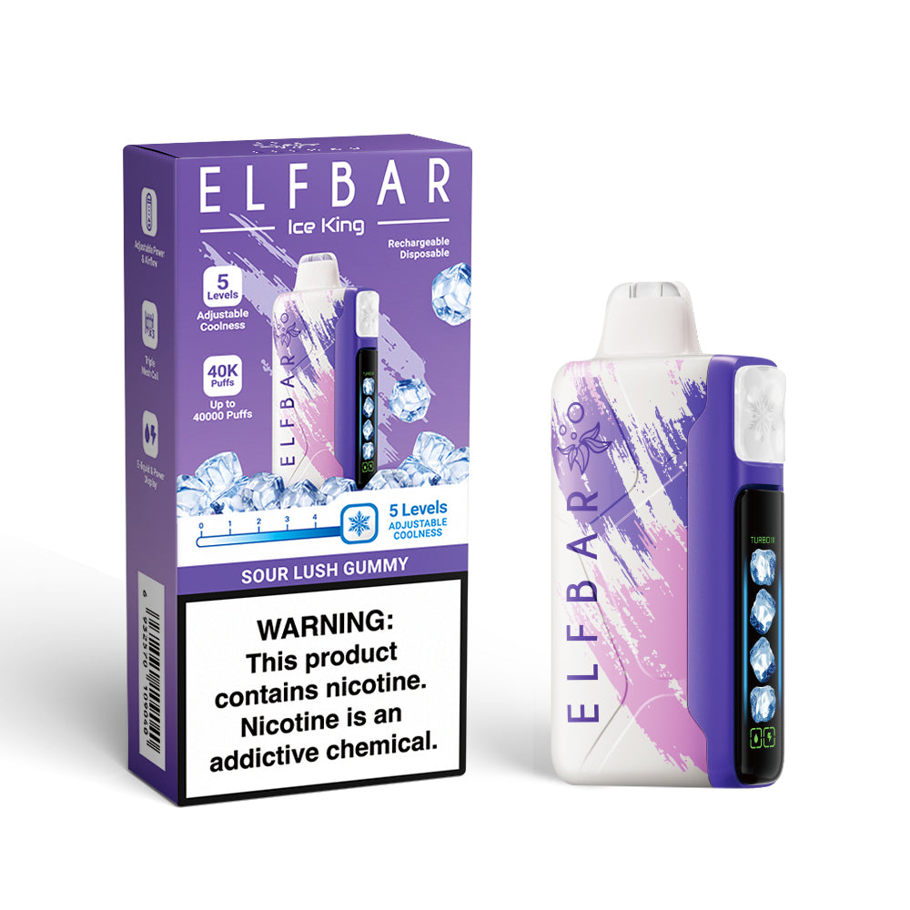 ELF BAR ICE KING 40000 SOUR LUSH GUMMY 5% RECHARGEABLE