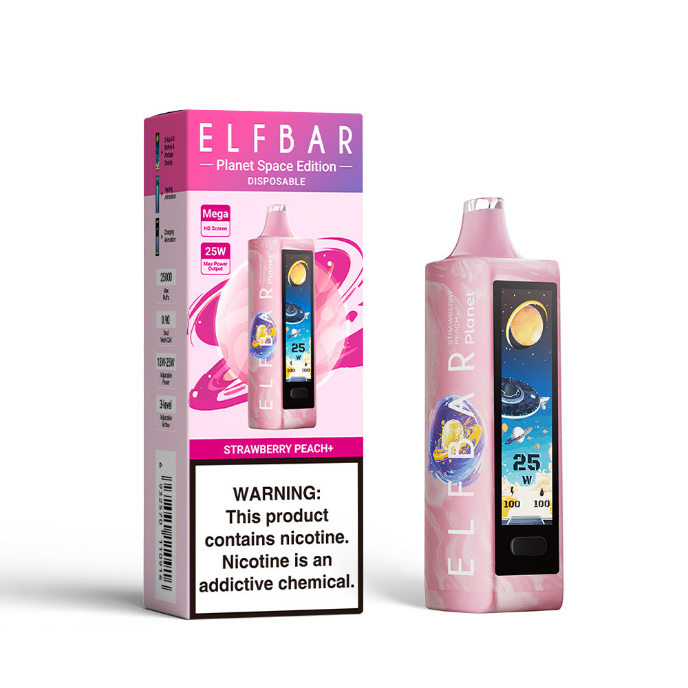 ELF BAR PLANET 25000 STRAWBERRY PEACH 5% RECHARGEABLE